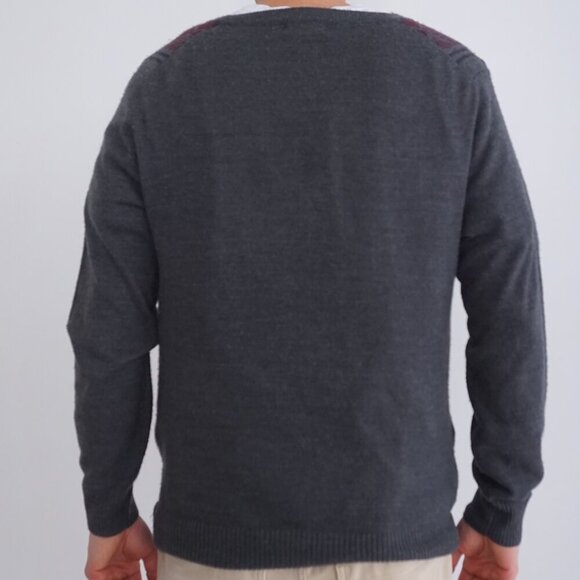 Vintage Arnold Palmer Gray Maroon Eclectic Grandpa Button Up Cardigan Sweater S - Picture 2 of 9